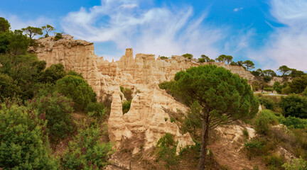Les Orgues in Pyrenees-Orientales France a famous landmark geological site with hoodoos and unusual formations of rocks