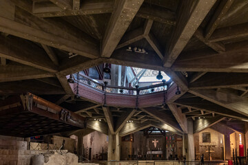 The interior of Church Of Annunciation - built in 1969 on the spot where the Annunciation is believed to have taken place in Nazareth, northern Israel