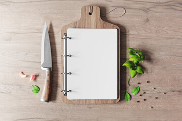 Restaurant menu on cutting board mockup - obrazy, fototapety, plakaty