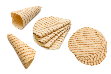 Grilled pitta bread isolated on white background.
