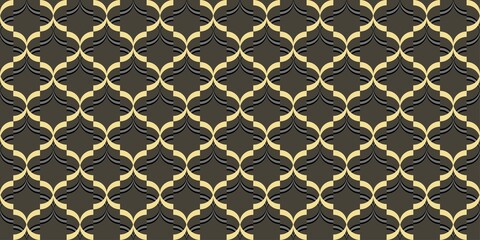 Moroccan Seamless Pattern. Oriental Subtle Ornament. Turkish Mosque Window Shape. Arabic Mosaic Tile Background. Eid Mubarak Muslim Decoration. Ramadan Kareem Islamic Illustration