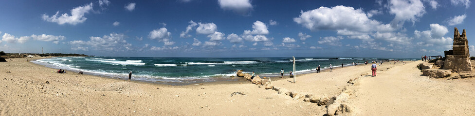 Fototapeta premium A view of the seafront at Caeserea in Israel