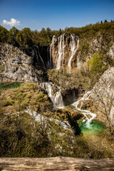 Sunny spring outdoors day at Plitvice national park, Croatia