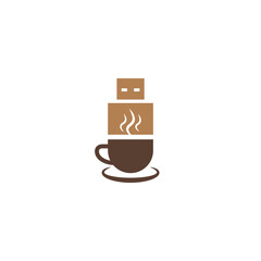 Coffee cup combination with flash drive, company logo design.