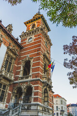 Twon Hall of Anderlecht at sunset, Brussels, Belgium