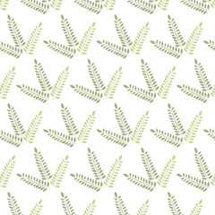 Seamless pattern with plants on the white background. Botanic ornament.