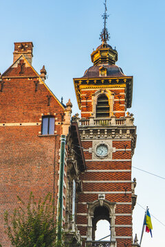 Twon Hall of Anderlecht at sunset, Brussels, Belgium