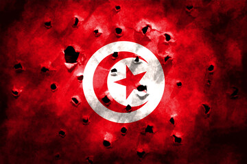 Closeup of grunge Tunisia flag 