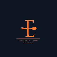 Alphabet E letter food logo icon.