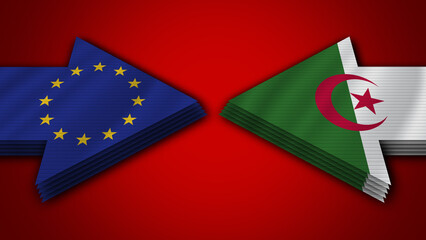 Algeria vs European Union Arrow Flags – 3D Illustration