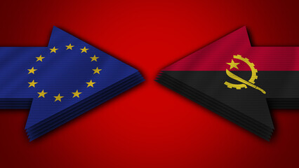 Angola vs European Union Arrow Flags – 3D Illustration