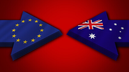 Australia vs European Union Arrow Flags – 3D Illustration