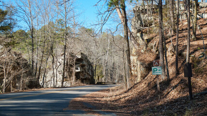 Hiking and parking sign at Shores Lake recreation area Arkansas