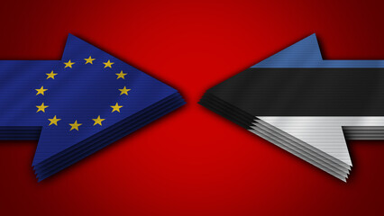 Estonia vs European Union Arrow Flags &ndash; 3D Illustration