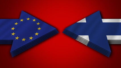 Finland vs European Union Arrow Flags – 3D Illustration