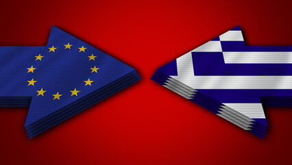Greece vs European Union Arrow Flags – 3D Illustration