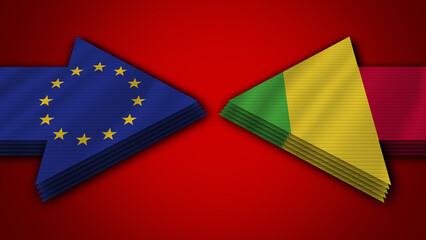 Mali vs European Union Arrow Flags – 3D Illustration
