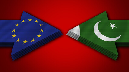 Pakistan vs European Union Arrow Flags – 3D Illustration