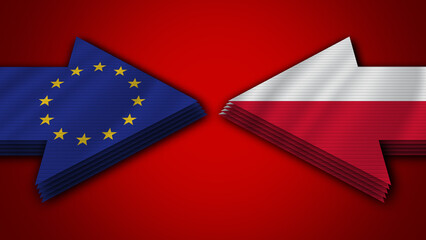 Poland vs European Union Arrow Flags – 3D Illustration