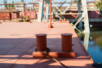 moored deck of a floating cargo barge