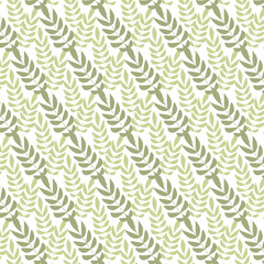 Seamless pattern with plants on the white background. Botanic ornament.