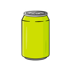 Green can. Isolated. Cartoon. Vector illustration. Isolated on white background