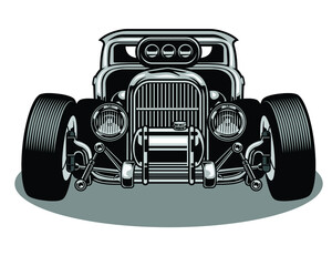 Classic car in grayscale in outline mode design illustration in vector design 1