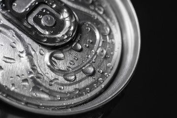 Soda or beer aluminium can pull ring macro
