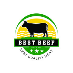 vintage retro beef farm cattle angus logo design vector
