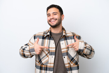 Young Brazilian man isolated on white background proud and self-satisfied