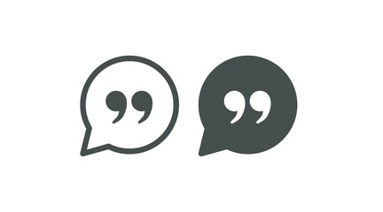 Quote or Talk Icon Set. Black and white editable vector set