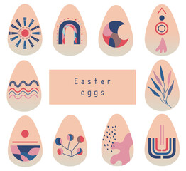 Easter eggs with abstractive elements. Happy Easter! Vector illustration.