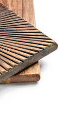 Wooden boards isolated on white, closeup