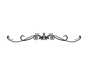 Calligraphy ornament line. Calligraphic text divider, border, separator decor design. Antique vintage victorian elegant decoration element. Filigree frame ornament line. Hand drawn vector illustration