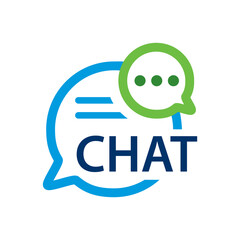 Vector logo of a chat, bot and consulting company - obrazy, fototapety, plakaty