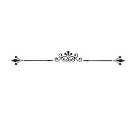 Calligraphy ornament line. Calligraphic text divider, border, separator decor design. Antique vintage victorian elegant decoration element. Filigree frame ornament line. Hand drawn vector illustration