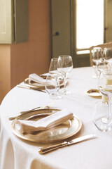 table setting for a wedding celebration with flowers