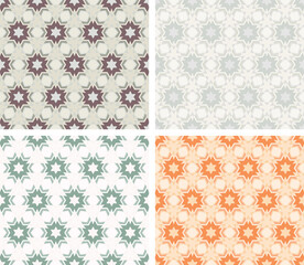 Seamless geometric kaleidoscope. Set of different colors. Vector background