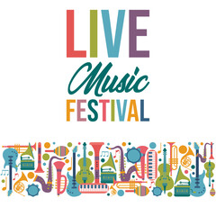 Live music festival - Musical instruments - Illustrations - obrazy, fototapety, plakaty