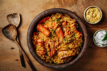 Baked sausage and cabbage