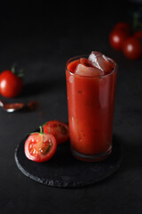 A glass with cold bloody mary cocktail	