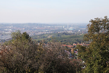 Fototapeta premium View to Stuttgart skyline from Grabkapelle hill 