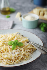 Spaghetty with italian cheese pecorino romano