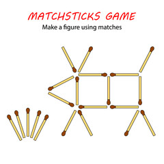 Matchsticks game for kids. Puzzle game with matches. Hand motility training.