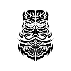 Tiki mask design. Traditional decor pattern from Polynesia and Hawaii. Isolated. Ready tattoo template. Vector.