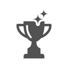 Shiny cup black vector icon. Award trophy filled symbol.