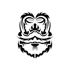Tiki mask design. Frightening masks in the local ornament of Polynesia. Isolated. Tattoo sketch. Vector.