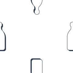 Tequila bottles seamless pattern. Line art style. Outline image. Black and white repeat template. Party drinks concept. Illustration on white background. Flat design style for any purposes
