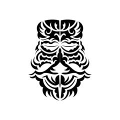 Maori mask. Frightening masks in the local ornament of Polynesia. Isolated. Ready tattoo template. Vector.