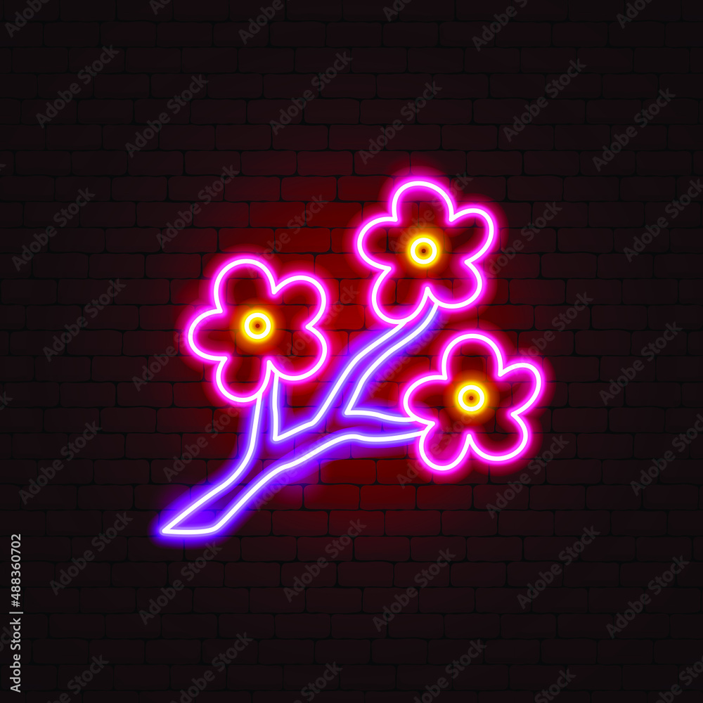 Canvas Prints sakura branch neon sign. vector illustration of japan promotion.